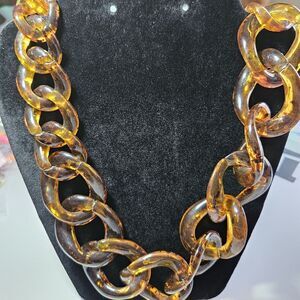 Vintage AMPCP Acrylic Tortoiseshell Large Link Necklace